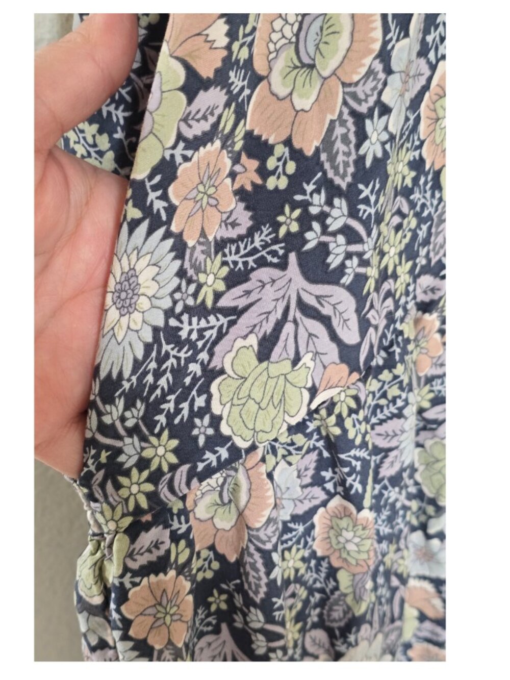 Natural Life Rebecca Floral Midi Dress Blue Sze XL Cottagecore 100% Rayon Modest - Picture 6 of 7